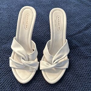 Coach White Sandals with Elegant Straps and Block Heel